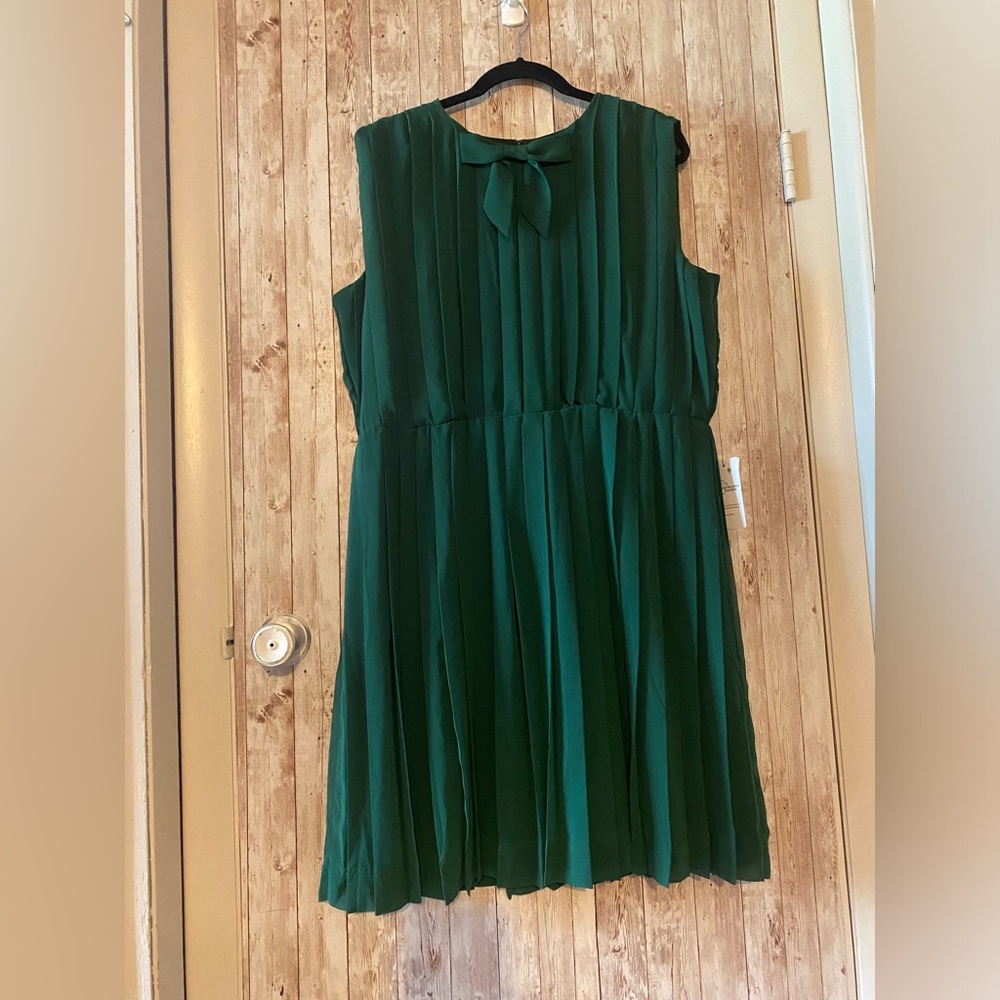 Modcloth NEW The pleat-est dress emerald green women's size XL NWT , girly bow